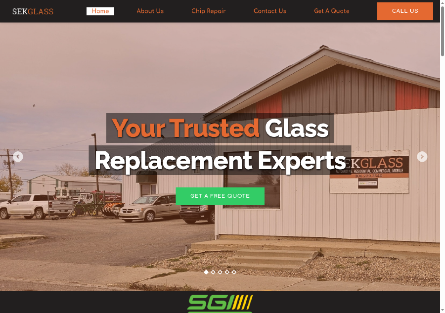 SEK Glass website screenshot
